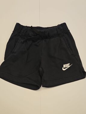 Nike Black Kids Casual Athletic Shorts White Logo Medium GUC